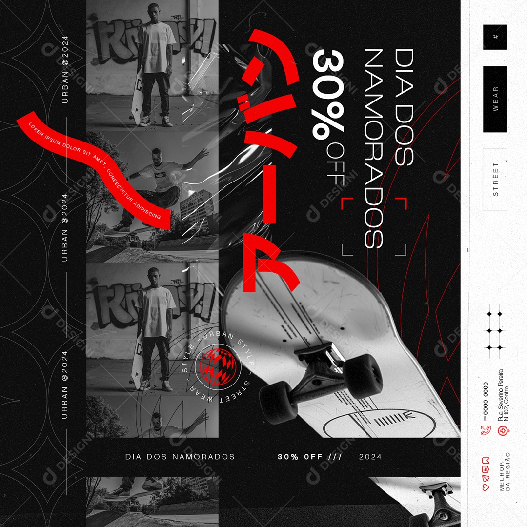 Street Wear Dia dos Namorados 30% Off Social Media PSD Editável