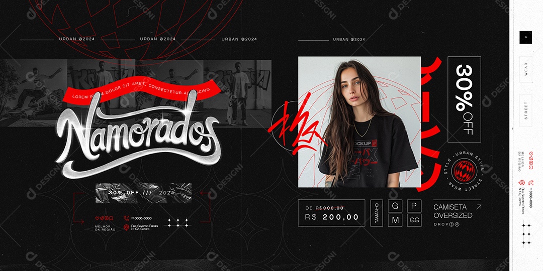 Carrossel Street Wear Dia dos Namorados Camiseta Social Media PSD Editável