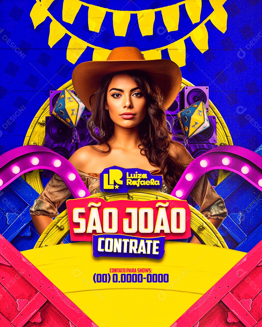 Flyer São João Contrate Luiza Rafaela Social Media PSD Editável