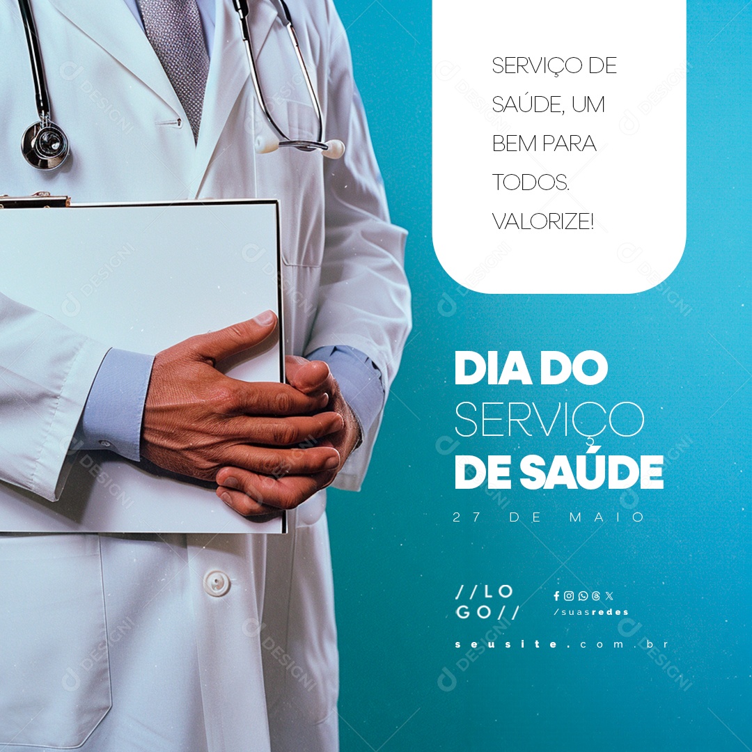 Dia do Serviço de Saúde 27 de Maio Social Media PSD Editável
