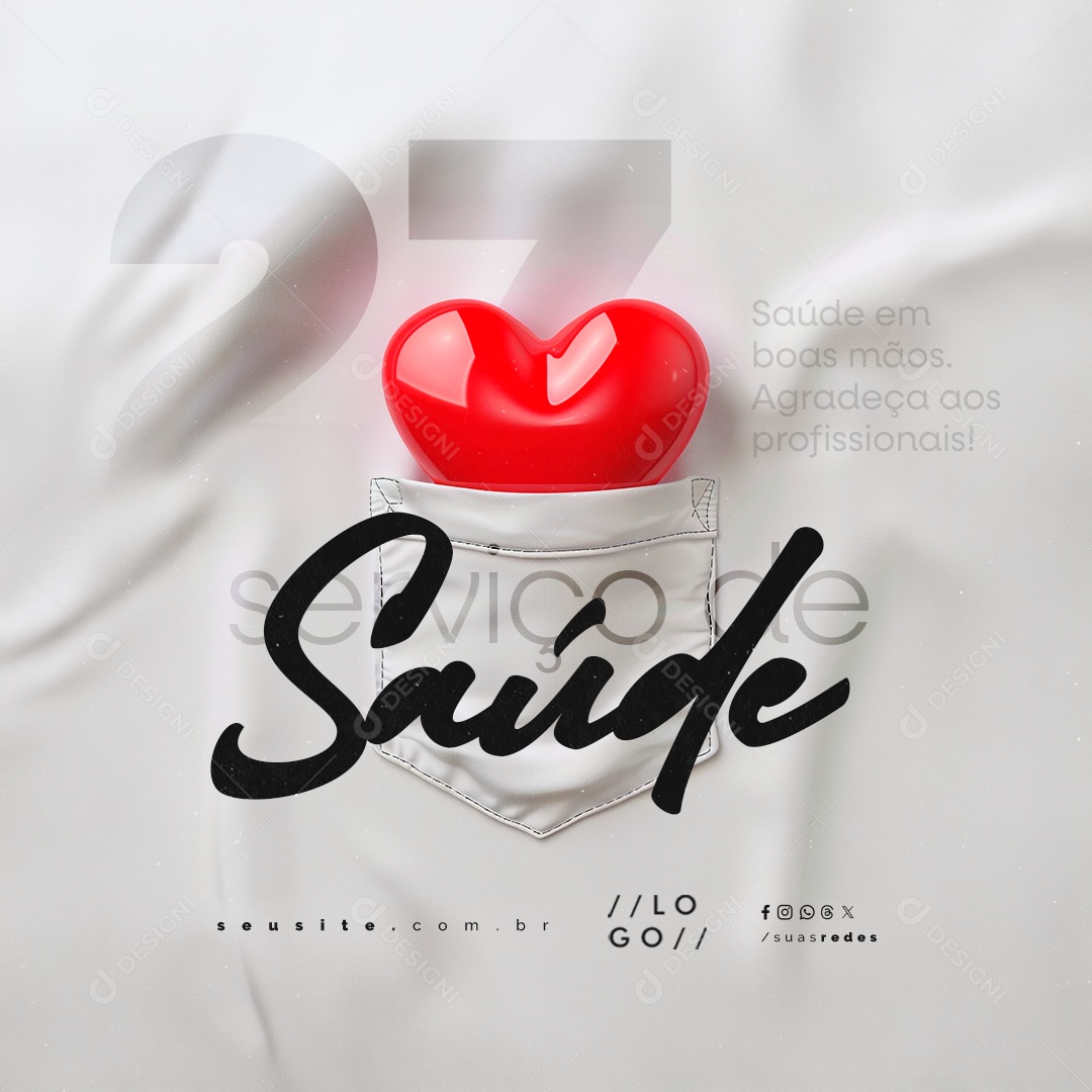 Dia do Serviço de Saúde 27 de Maio Agradeça aos Profissionais Social Media PSD Editável