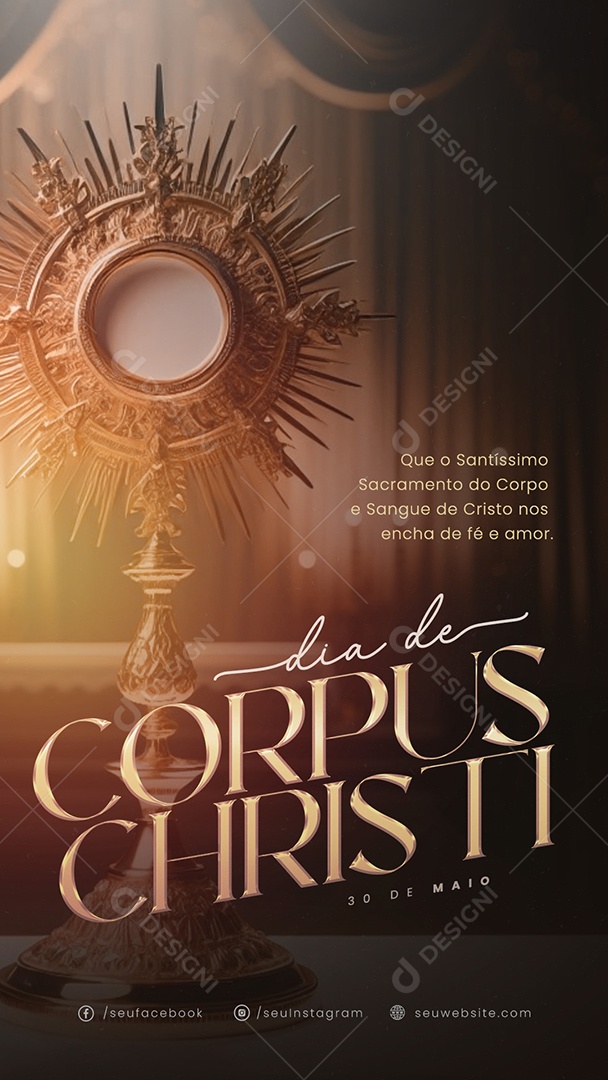 Story Corpus Christi 30 de Maio que o Santíssimo Sacramento do Corpo e Sangue Social Media PSD Editável