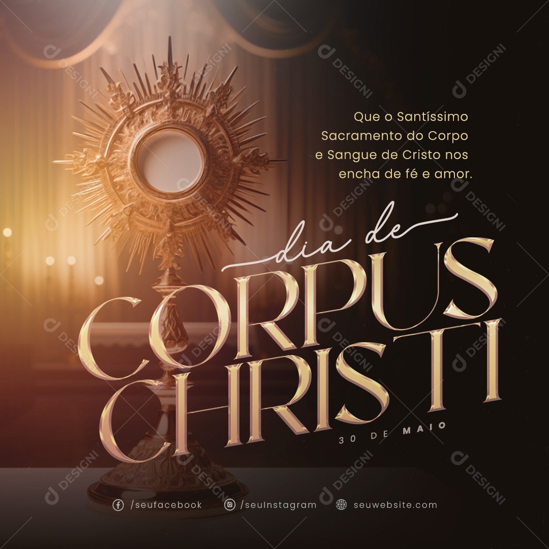 Corpus Christi 30 de Maio que o Santíssimo Sacramento do Corpo e Sangue Social Media PSD Editável
