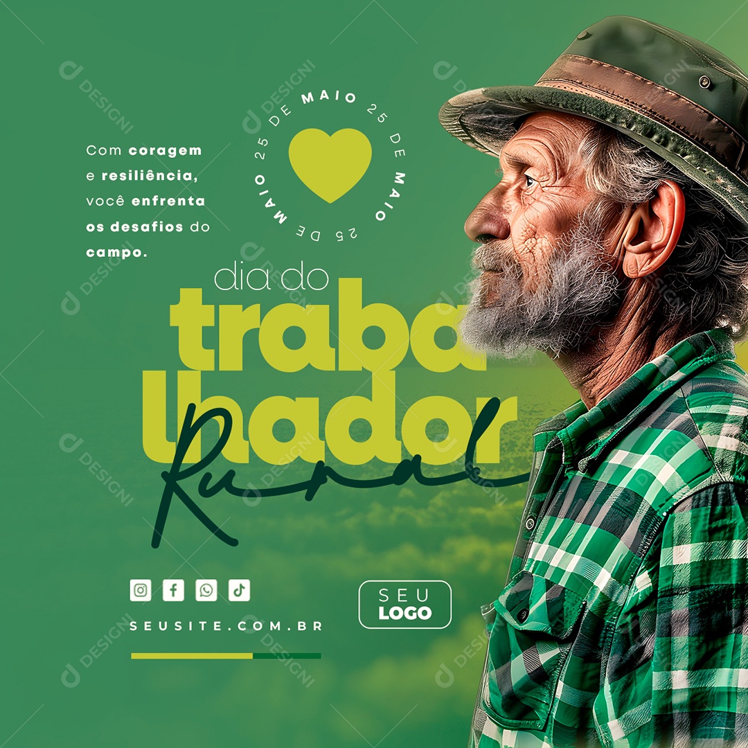 Dia do Trabalhador Rural 25 de Maio Social Media PSD Editável