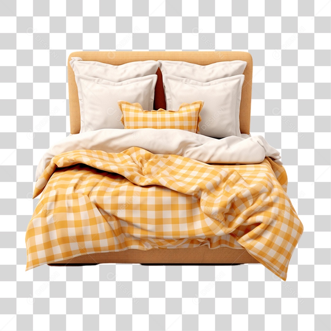 Cama com Lençóis e Travesseiros PNG Transparente