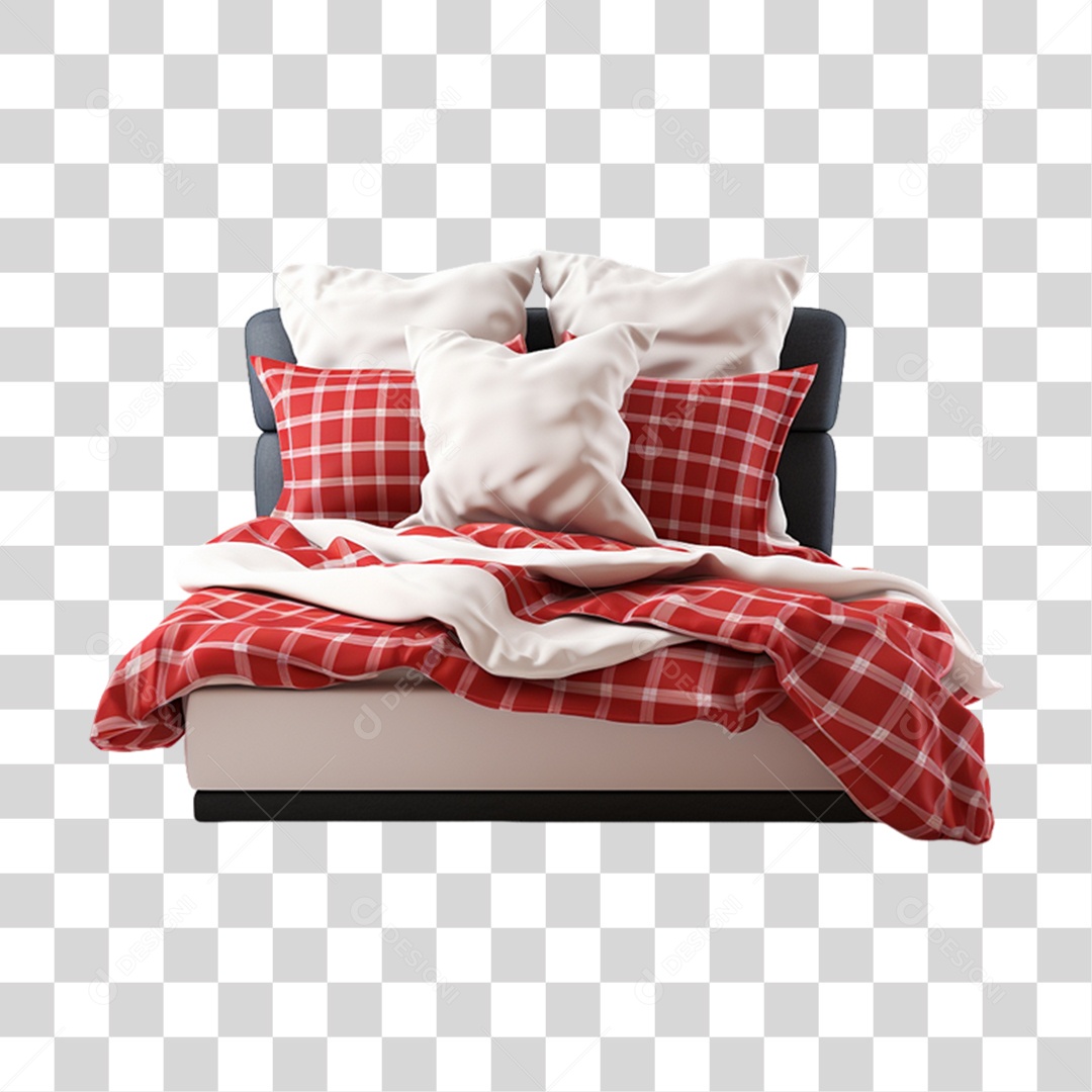 Cama com Lençóis e Travesseiros PNG Transparente