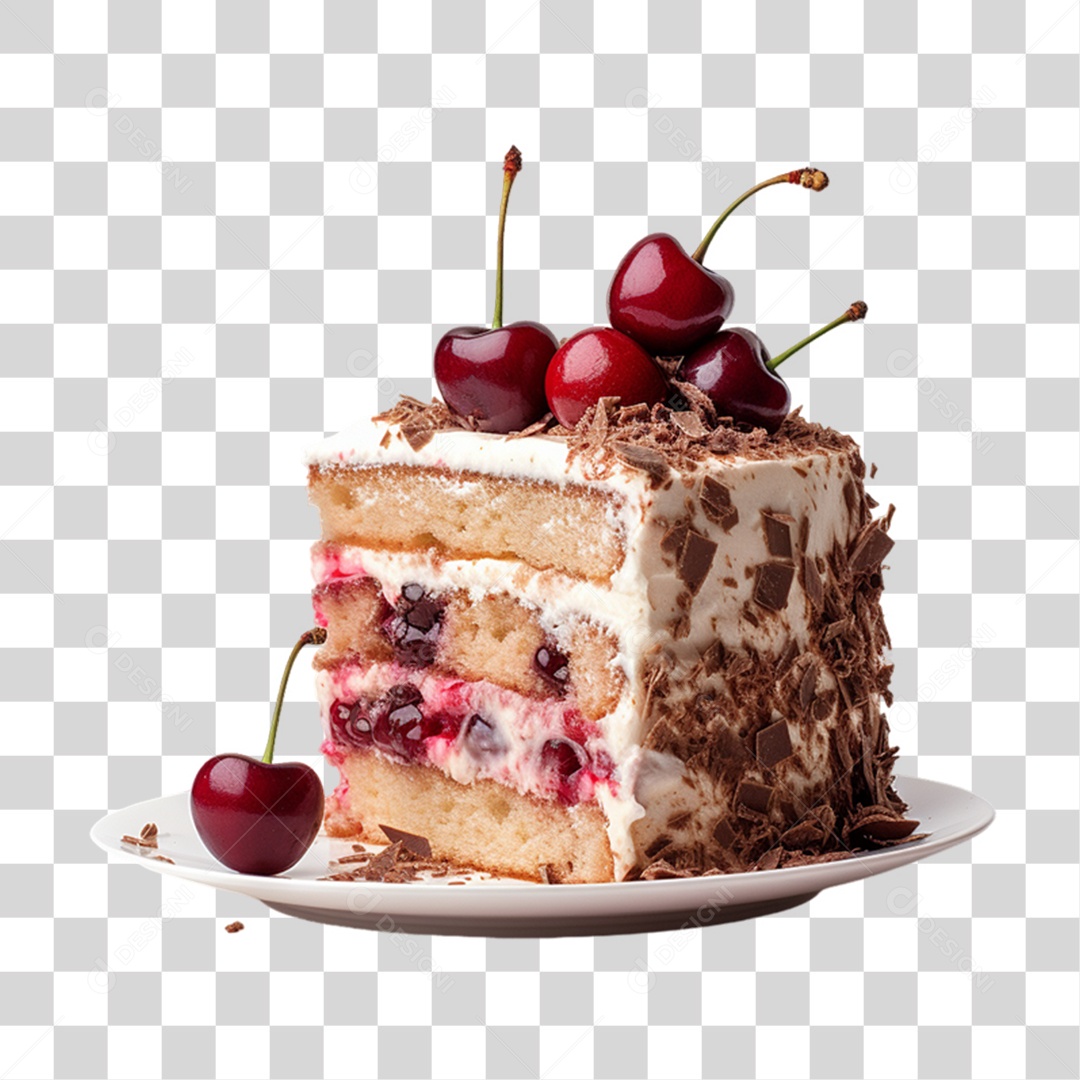 Pedaço de Bolo com Cereja PNG Transparente