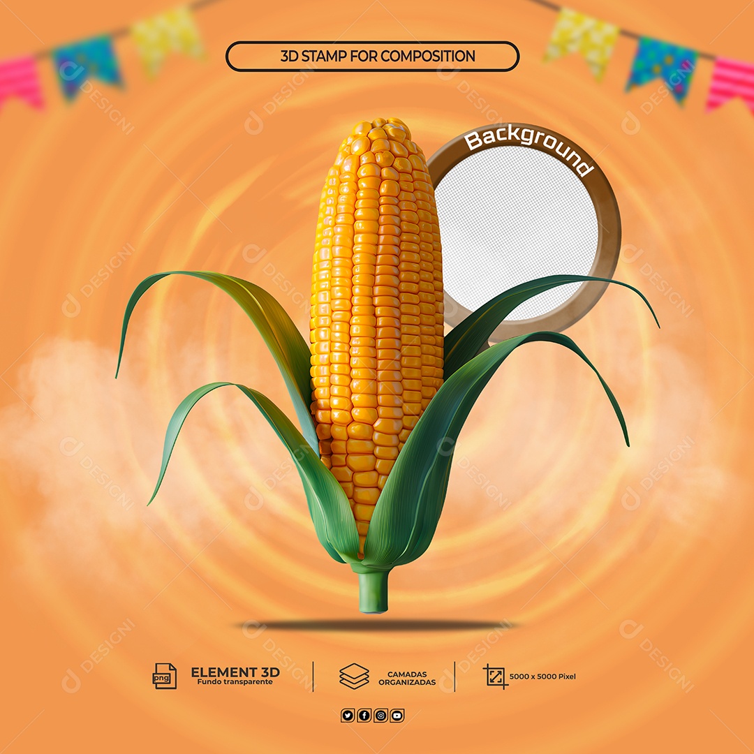 Milho Verde Elemento 3D para Composição PSD