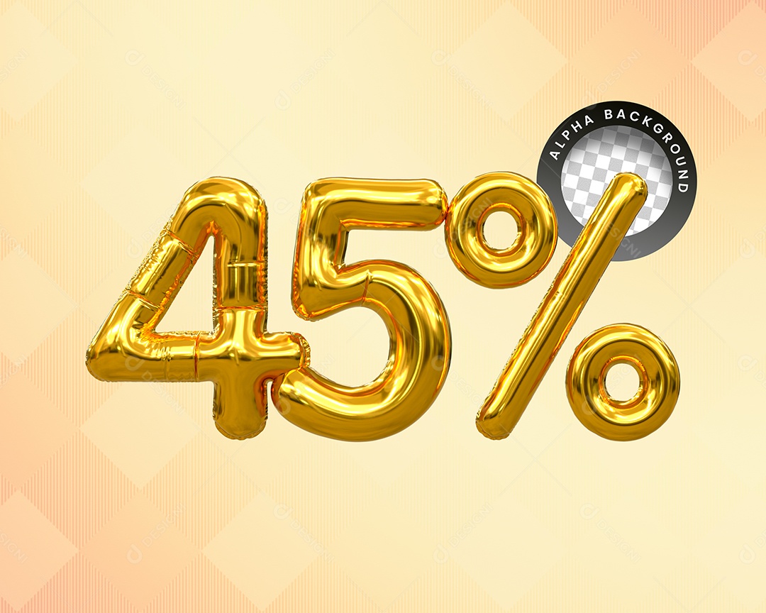 Desconto 45% Elemento 3D Dourado para Composição PSD