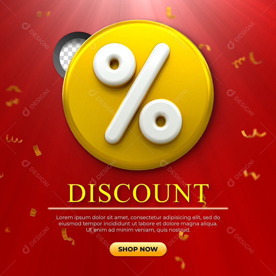 Símbolo Porcentagem Elemento 3D para Composição PSD