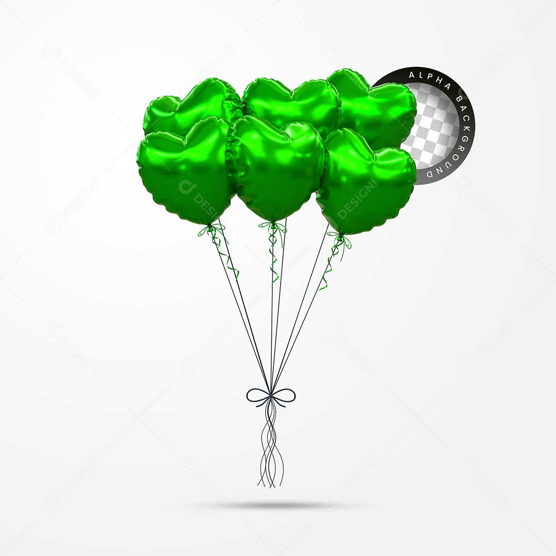 Balões Verde Elemento 3D para Composição PSD