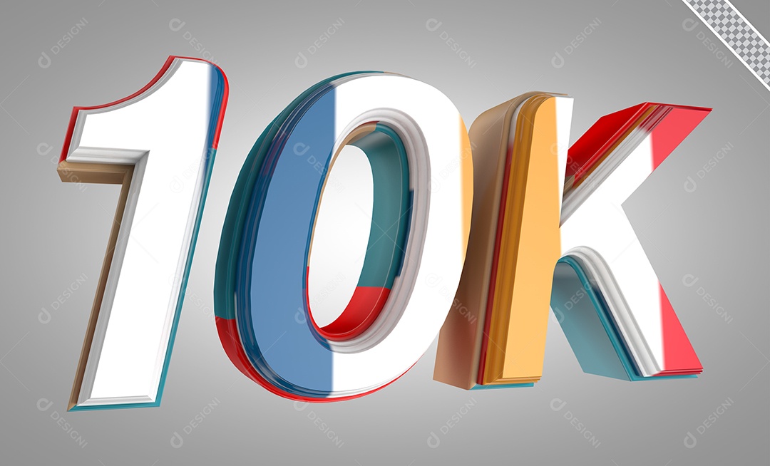 Número 3D 10K Cinco Dourado Para Composição PSD