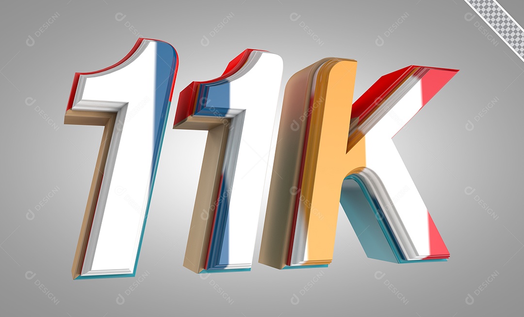 Número 3D 11K Colorido Para Composição PSD