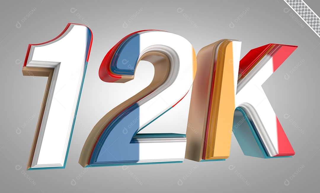 Número 3D 12K Cinco Dourado Para Composição PSD