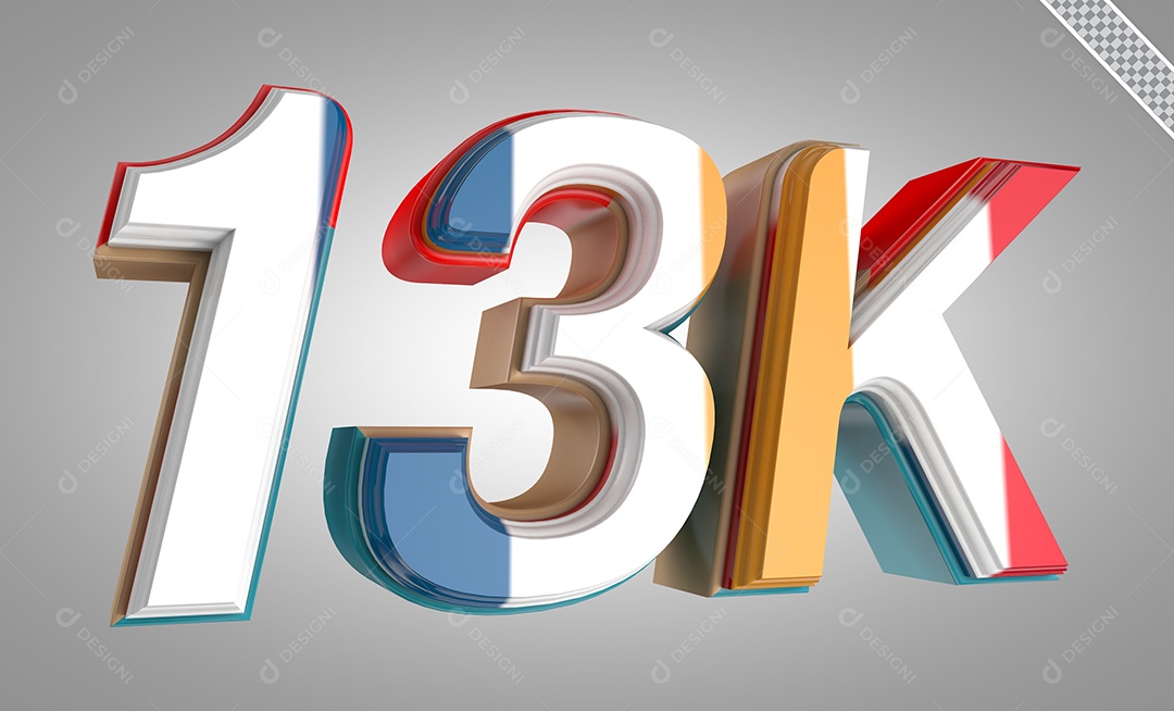 Número 3D 13K Cinco Dourado Para Composição PSD
