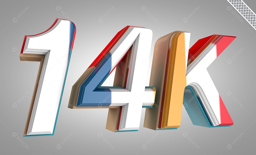 Número 3D 14K Cinco Dourado Para Composição PSD