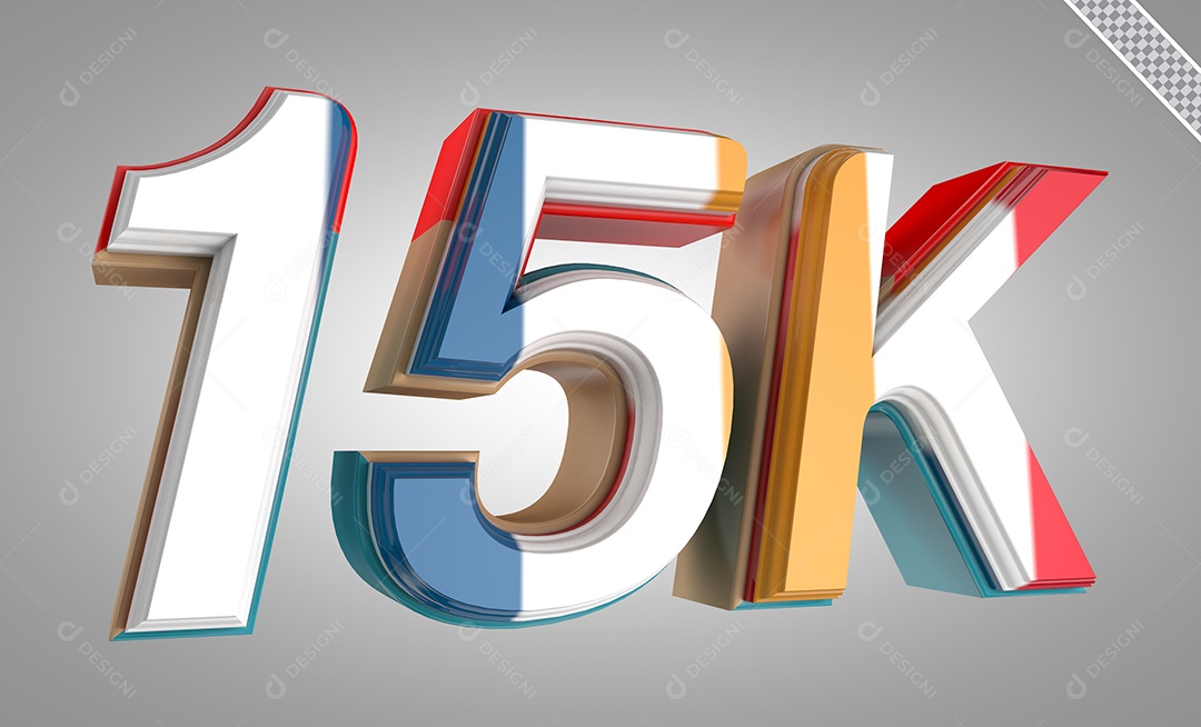 Número 3D 15K Cinco Dourado Para Composição PSD