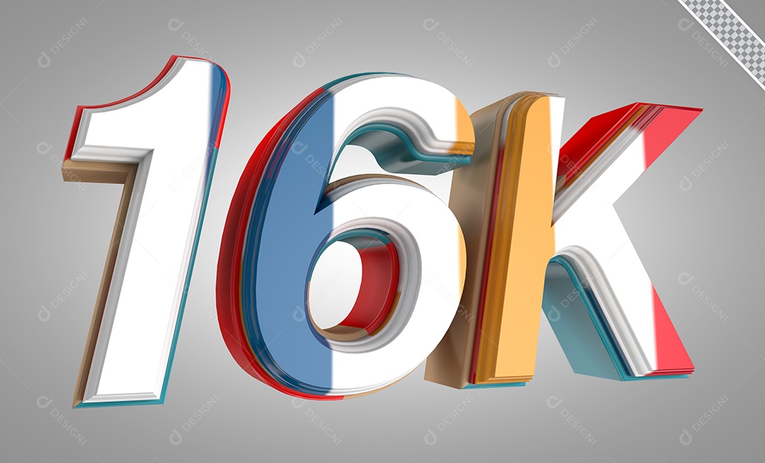Número 3D 16K Cinco Dourado Para Composição PSD