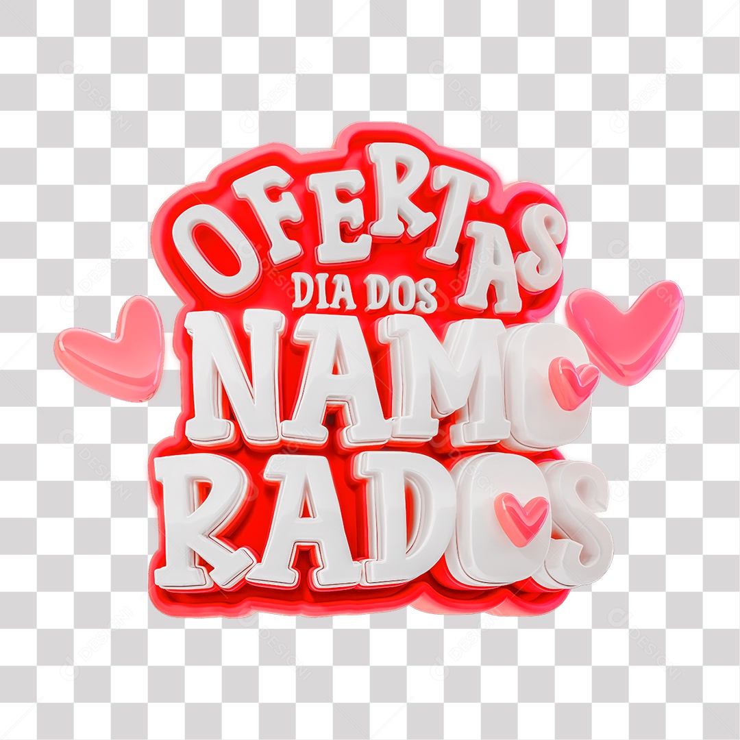 Ofertas Dia Dos Namorados Selo 3D Vermelho e Branco para Composição PNG Transparente