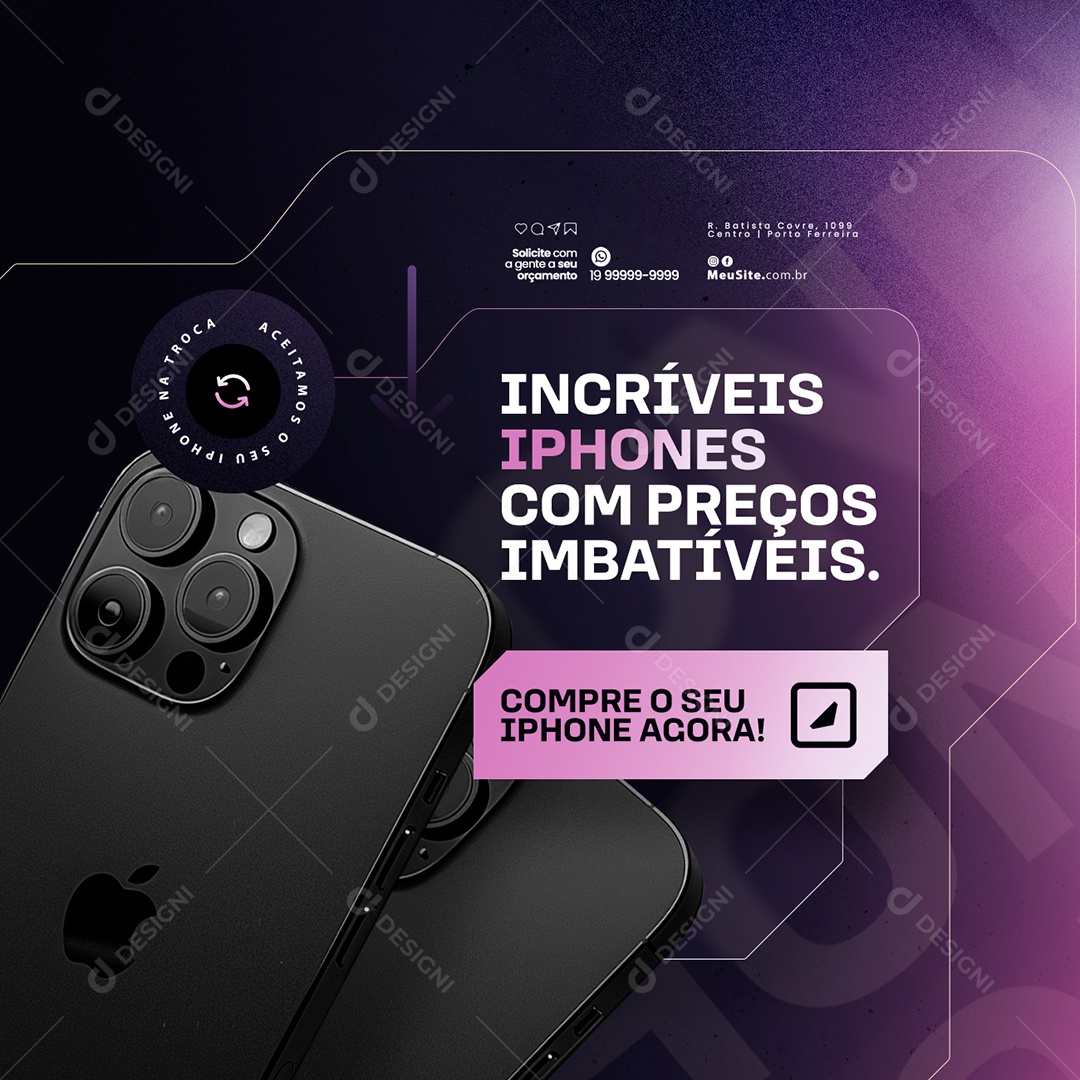 Assistência Técnica de Iphone Incríveis Iphones com Preços Imbatíveis Social Media PSD Editável