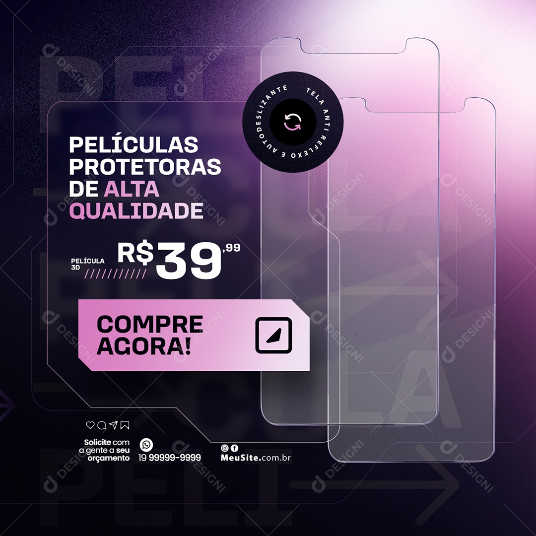 Assistência Técnica de Iphone Películas Protetoras de Alta Qualidade Social Media PSD Editável