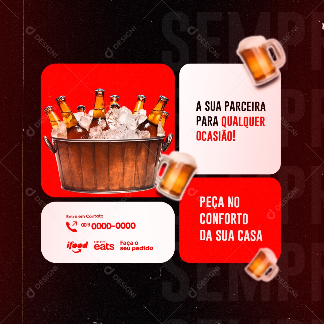 Distribuidora de Bebidas Peça no Conforto da Sua Casa Social Media PSD Editável