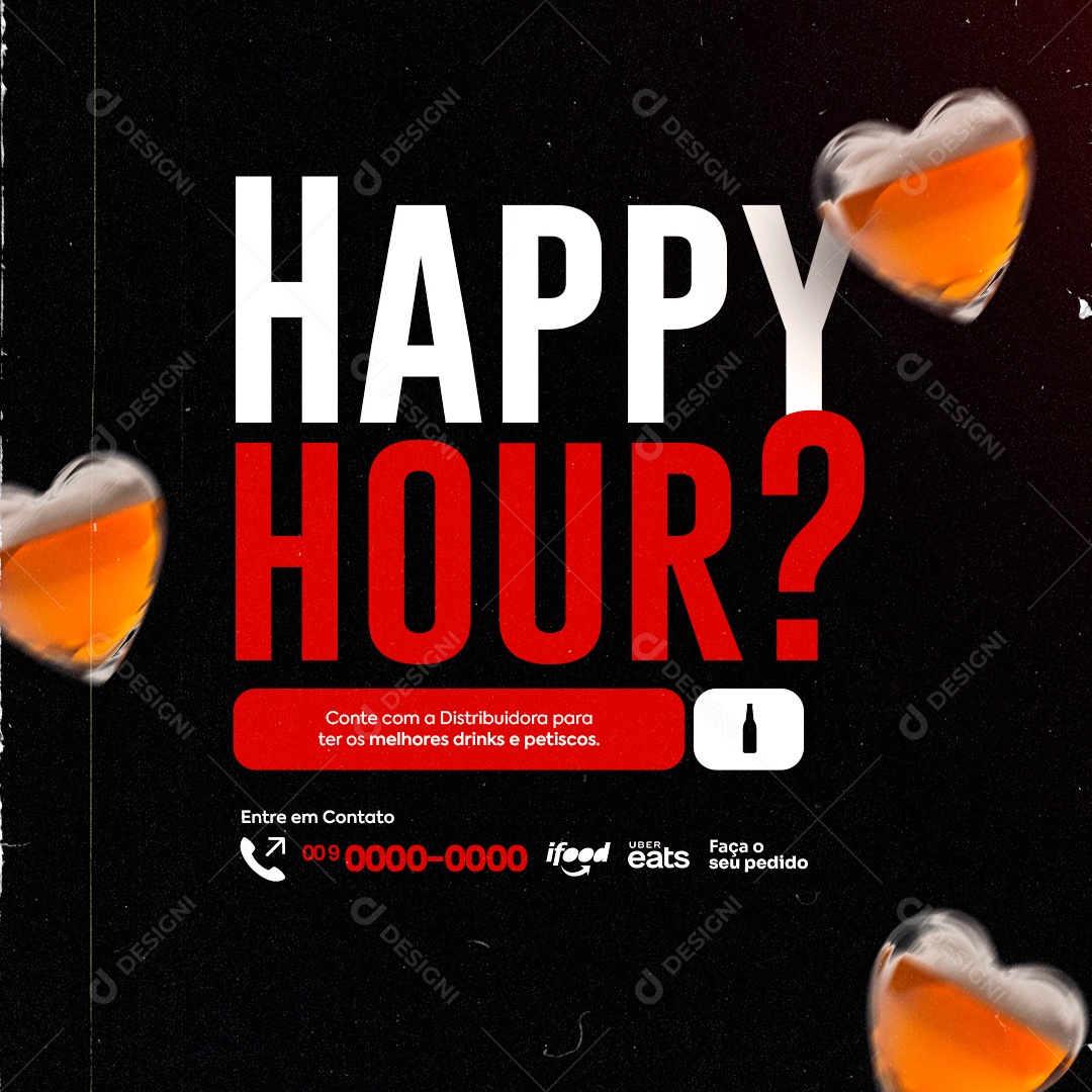 Distribuidora de Bebidas Happy Hour Social Media PSD Editável