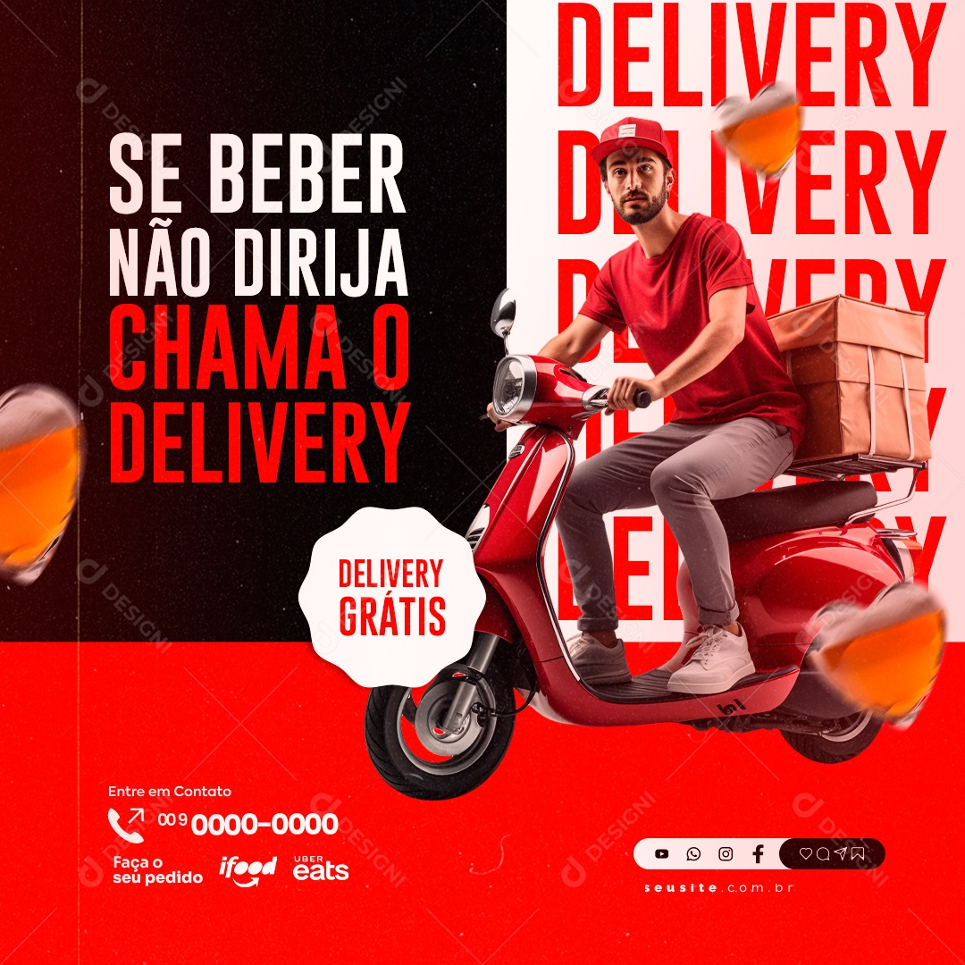 Distribuidora de Bebidas Se Beber Não Dirija Chama o Delivery Social Media PSD Editável