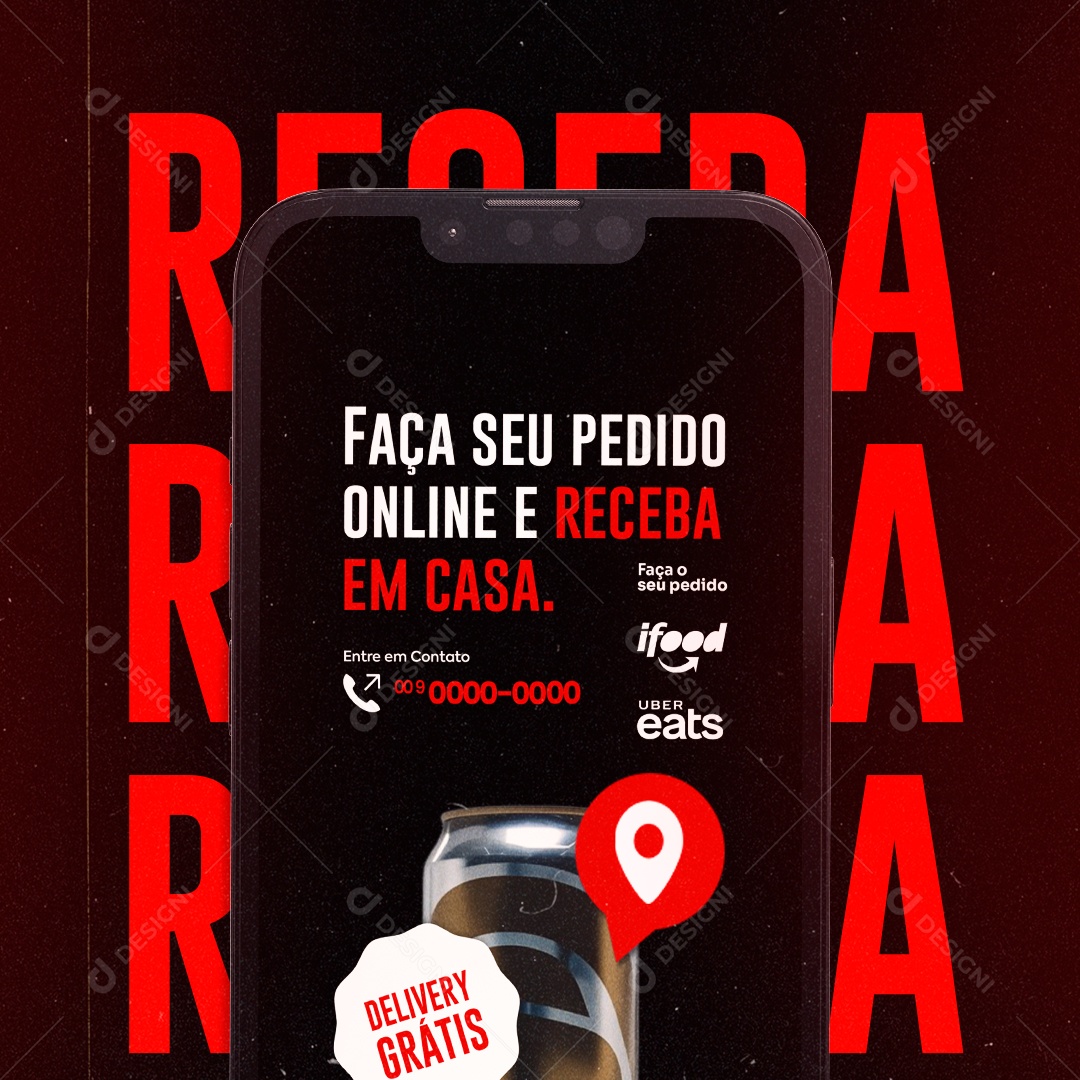 Distribuidora de Bebidas Faça seu Pedido Online e Receba em Casa Social Media PSD Editável