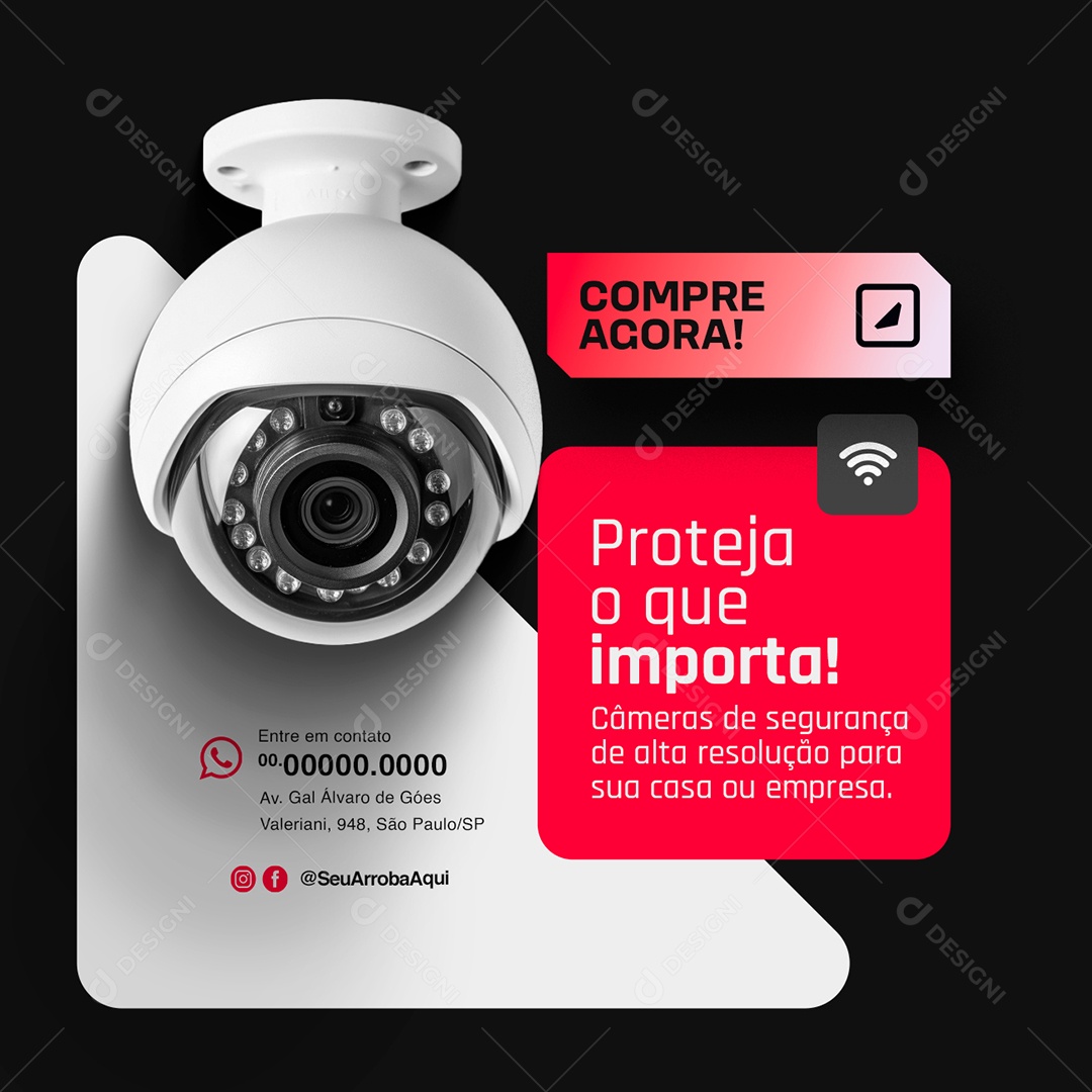 Câmera de Segurança Compre Agora Proteja o Que Importa Social Media PSD Editável