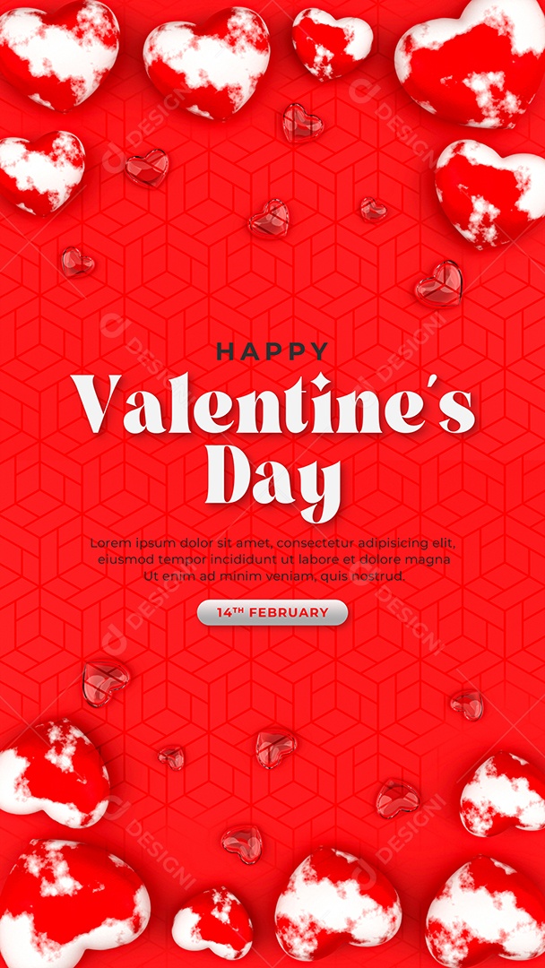 Story Social Media Feliz Dia dos Namorados 14 de Fevereiro PSD Editável
