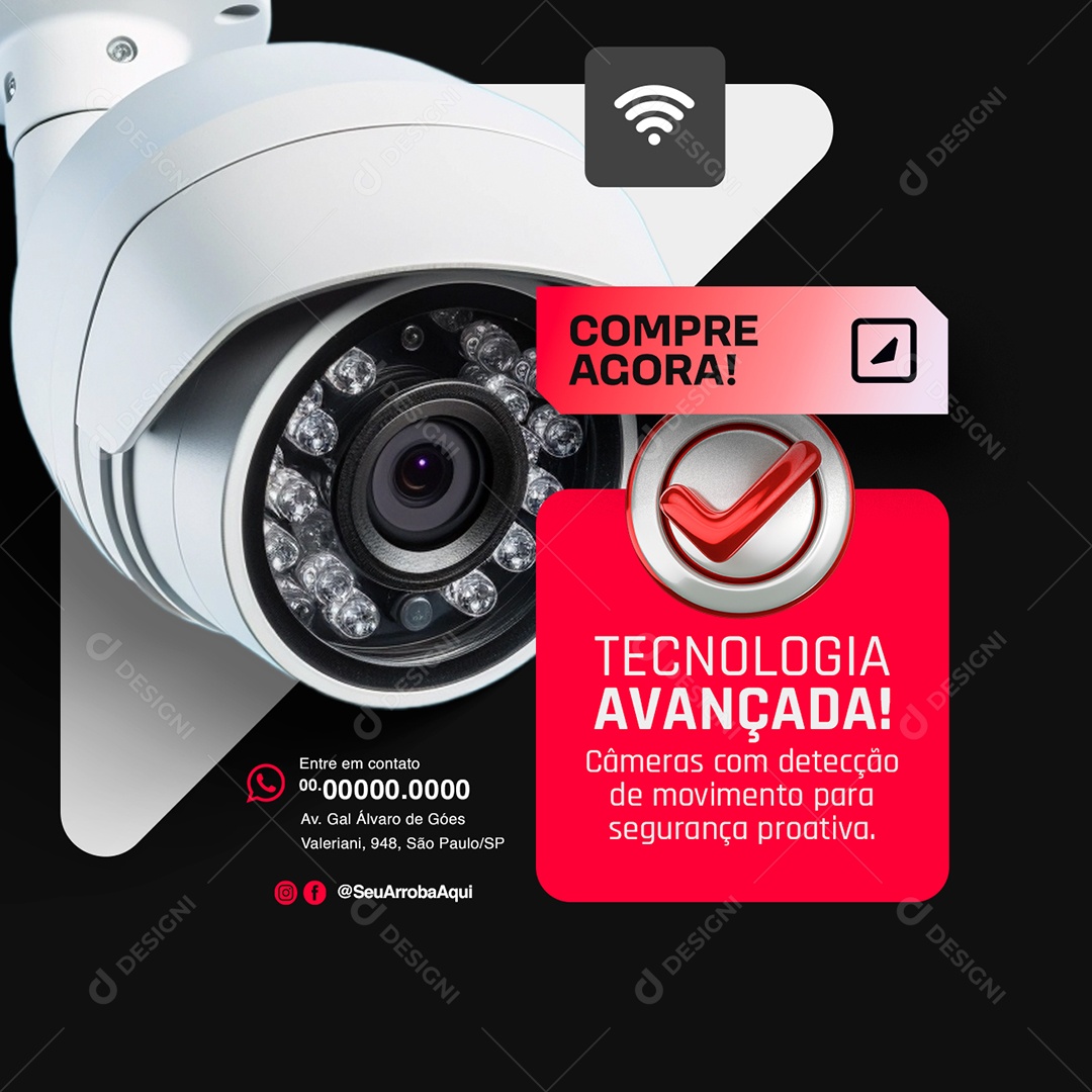 Câmera de Segurança Compre Agora Tecnologia Avançada Social Media PSD Editável