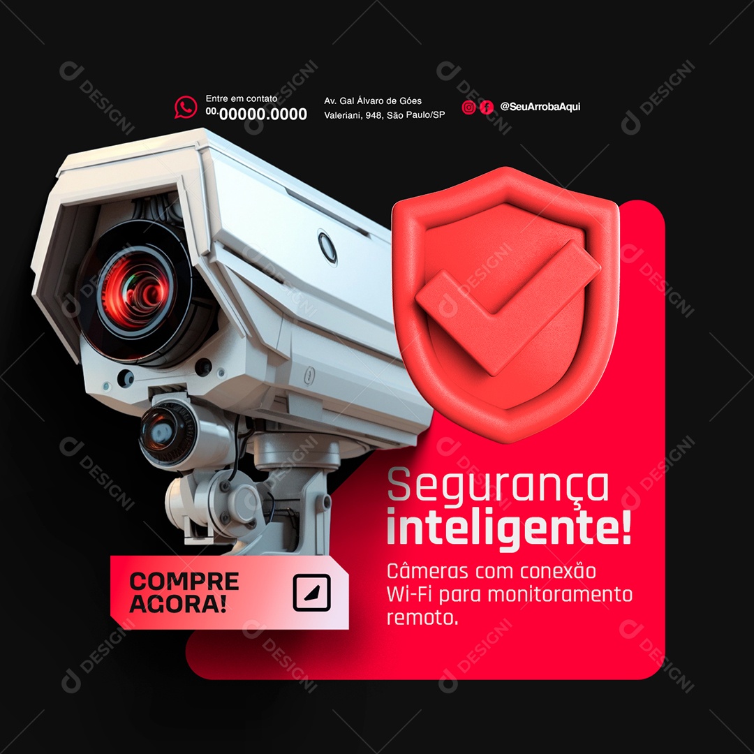 Câmera de Segurança Câmera com Conexão Wi-fi Compre AgoraSocial Media PSD Editável