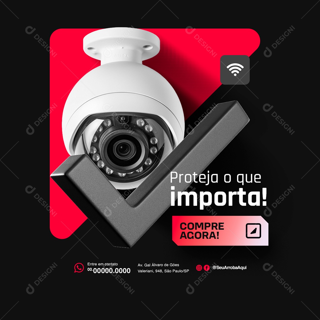 Câmera de Segurança Proteja o Que Importa Compre Agora Social Media PSD Editável