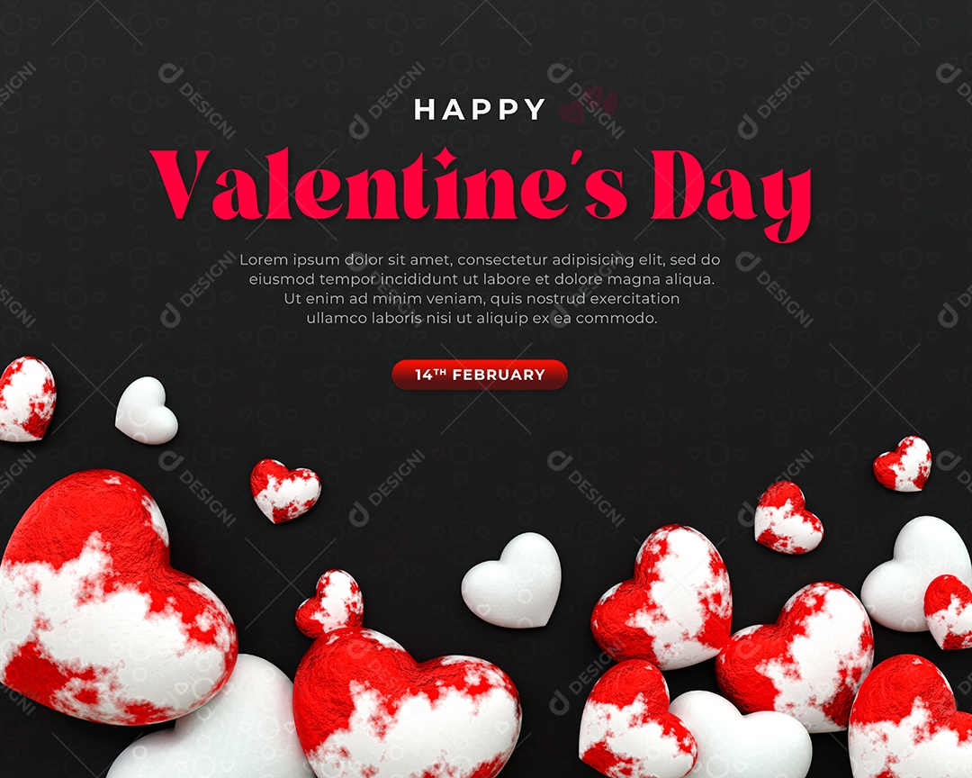 Social Media Feliz Dia dos Namorados 14 de Fevereiro PSD Editável