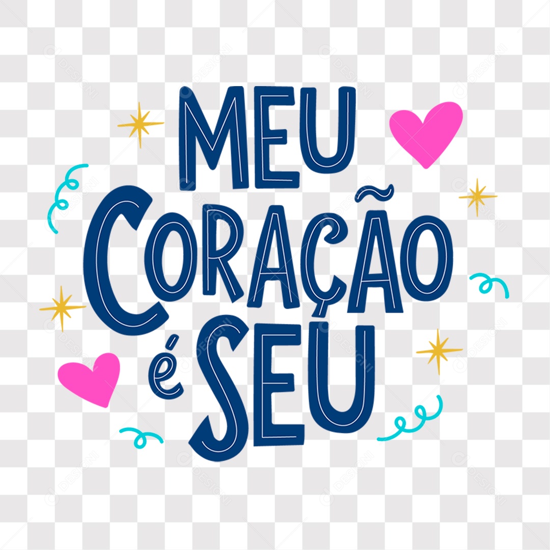 Lettering Dia dos Namorados Meu Coração é Seu EPS + PNG