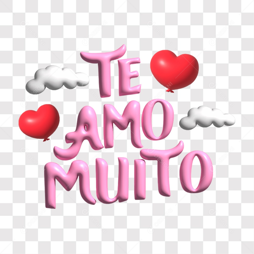 Lettering Dia dos Namorados Te Amo Muito EPS + PNG