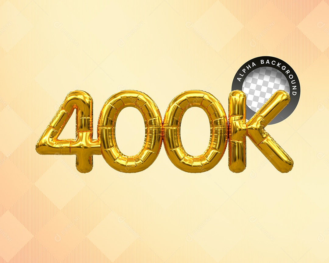 Seguidores 400K Elemento 3D Dourado para Composição PSD