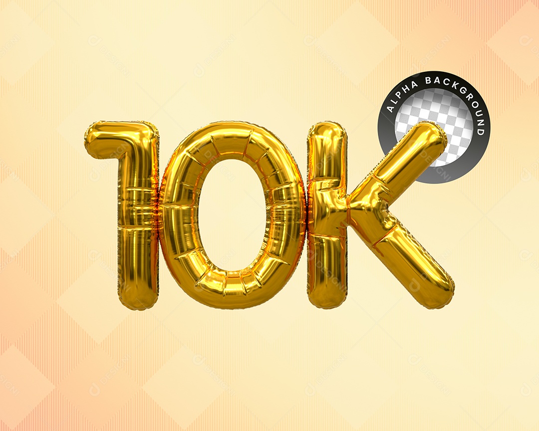 Seguidores 10K Elemento 3D Dourado para Composição PSD