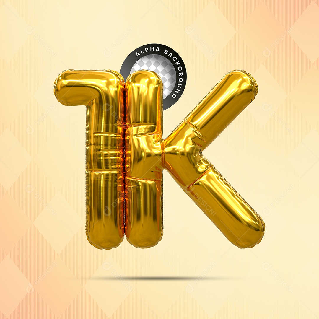 Seguidores 1K Elemento 3D Dourado para Composição PSD