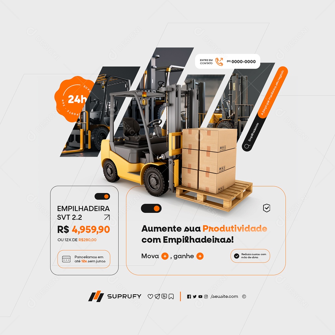 Empilhadeiras Aumente sua Produtividade Social Media PSD Editável