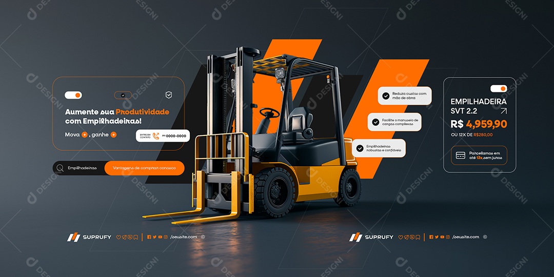 Carrossel Empilhadeiras Aumente sua Produtividade Social Media PSD Editável