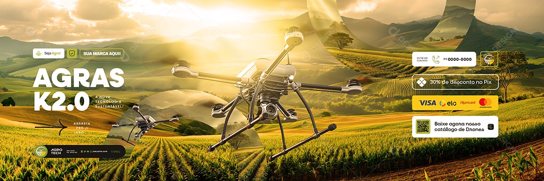 Carrossel Agro Tech Drones A Nova Tecnologia Sustentável Social Media PSD Editável