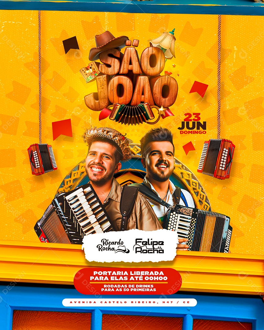 Flyer São João Ricardo Rocha Felipe Rocha Social Media PSD Editável