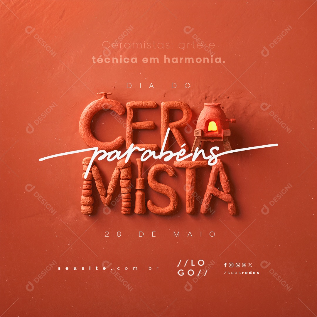 Dia do Ceramista 28 de Maio Parabéns aos Ceramistas Social Media PSD Editável