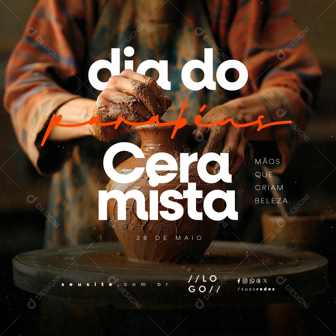 Dia do Ceramista 28 de Maio Parabéns Social Media PSD Editável