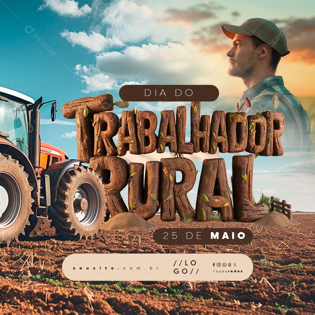 Dia do Trabalhador Rural 25 de Maio Social Media PSD Editável