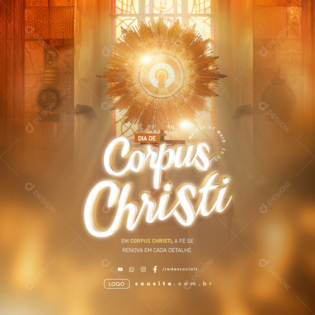 Dia de Corpus Christi 30 de Maio Social Media PSD Editável