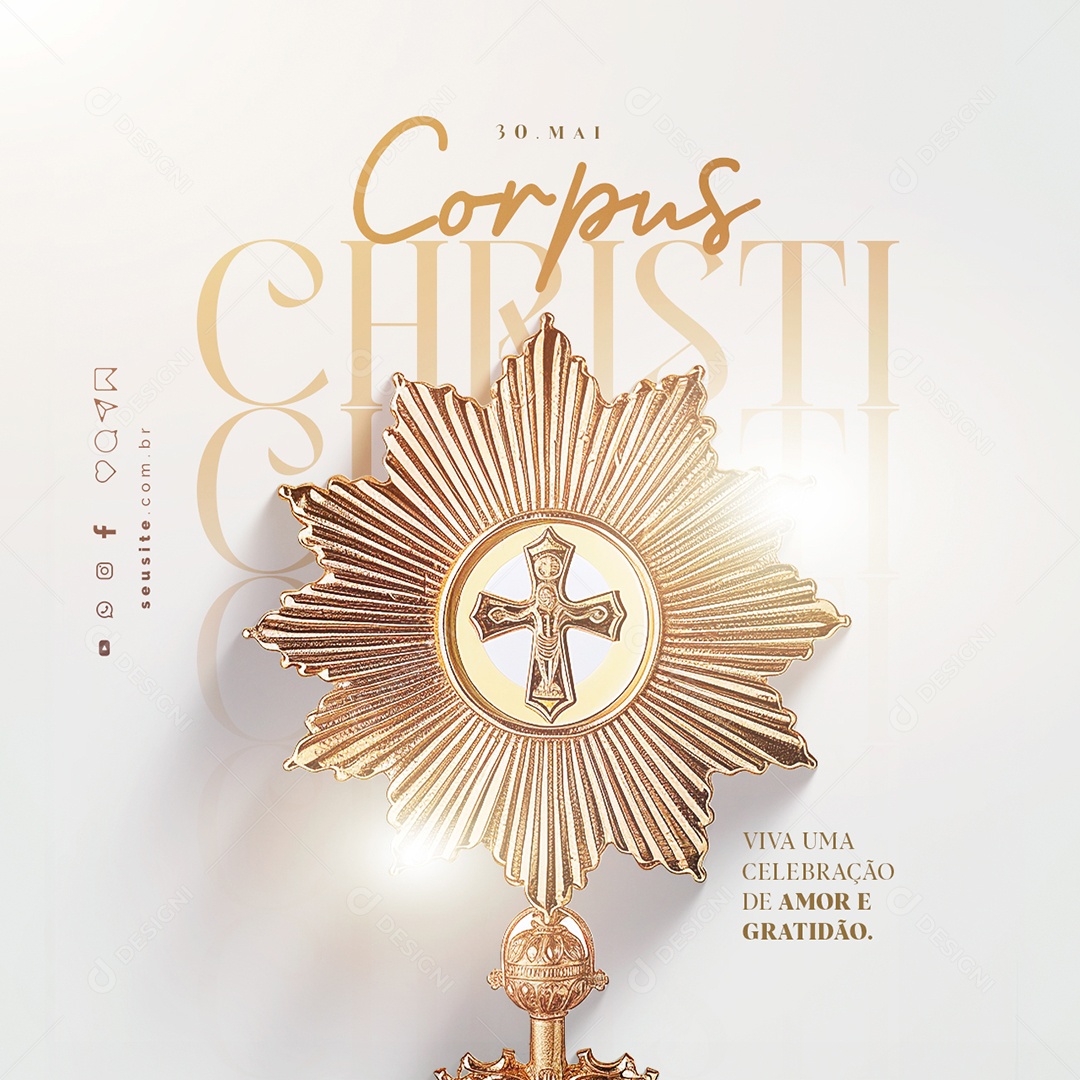 Dia de Corpus Christi 30 de Maio Viva uma Celebração de Amor e Gratidão Social Media PSD Editável