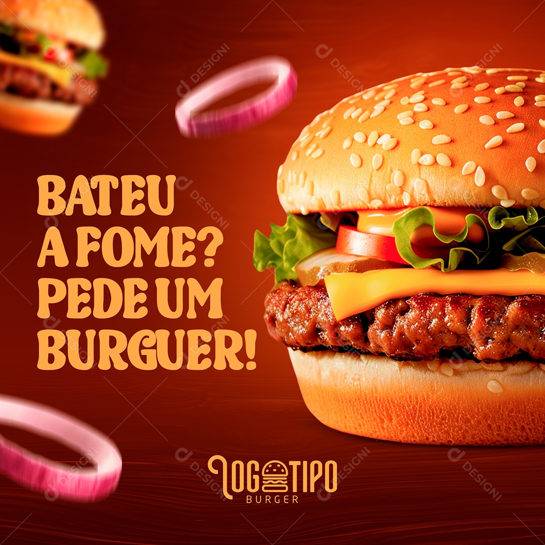 Bateu Aquela Fome Pede Um Burger Social Media PSD Editável